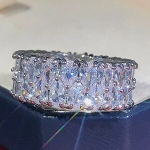 New Eternity White Diamond Band Sterling Ring